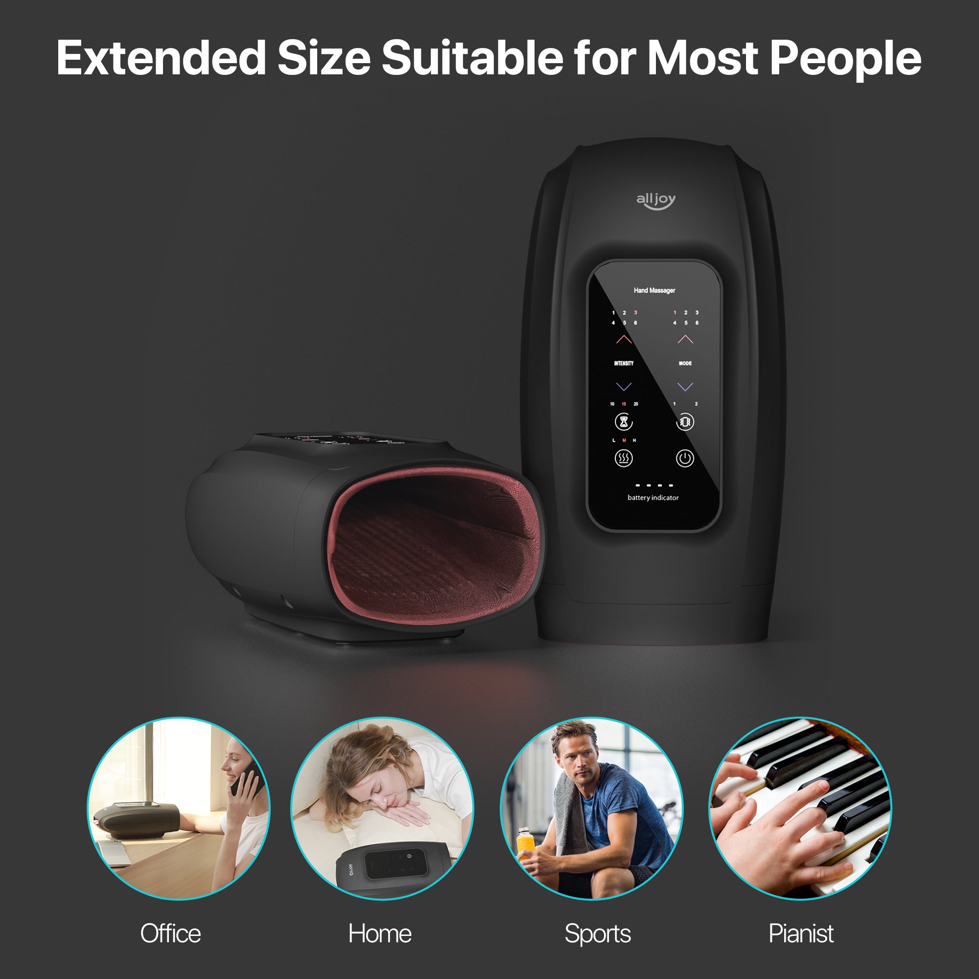 Alljoy Touchscreen Cordless Hand Massager with Heat
