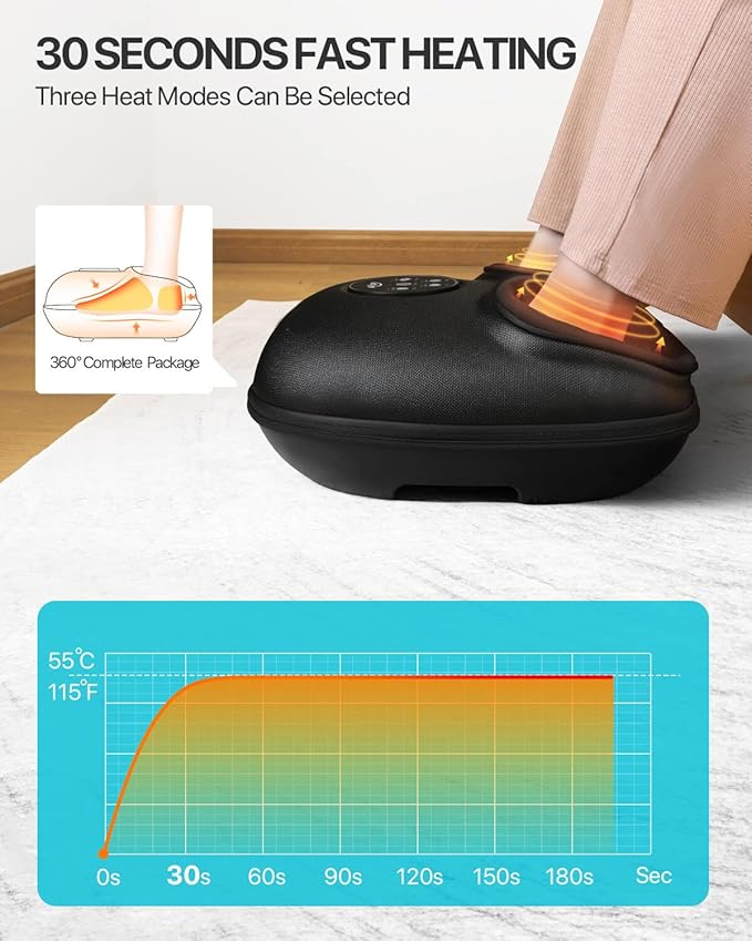 foot massager with red heating function for improved circulation