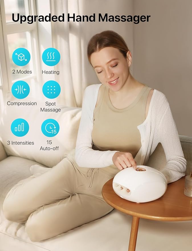 Hand Massager with Heat, Rechargeable Finger Massager
