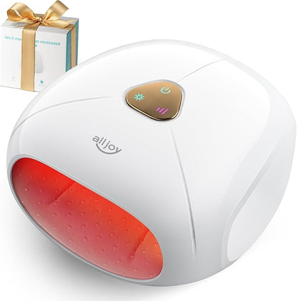 ALLJOY Hand Massager with Heat, Rechargeable Finger Massager with 3 Levels Compression & Heating for Carpal Tunnel, Ideal Father's Day Gifts, White