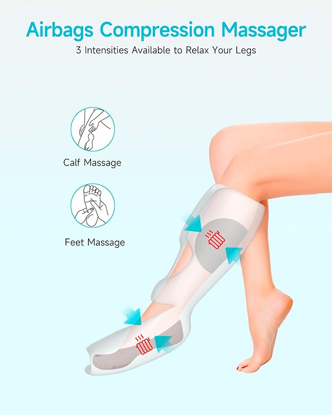 ALLJOY Leg Massager for Circulation and Pain Relief FSA, Leg Massager with Heat and Compression, 6 Modes 3 Intensities 2 Heat Levels