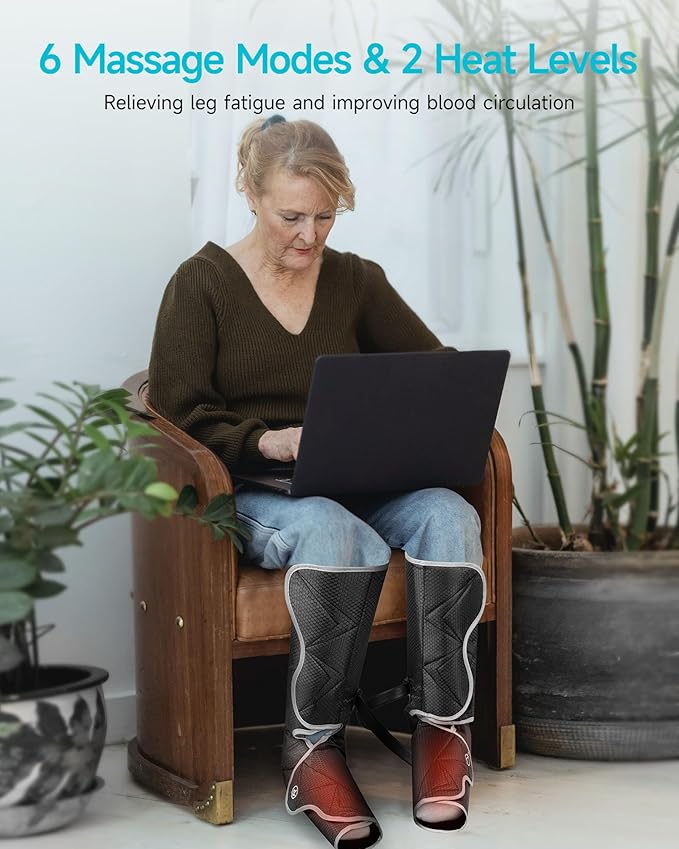 ALLJOY Leg Massager for Circulation and Pain Relief FSA, Leg Massager with Heat and Compression, 6 Modes 3 Intensities 2 Heat Levels
