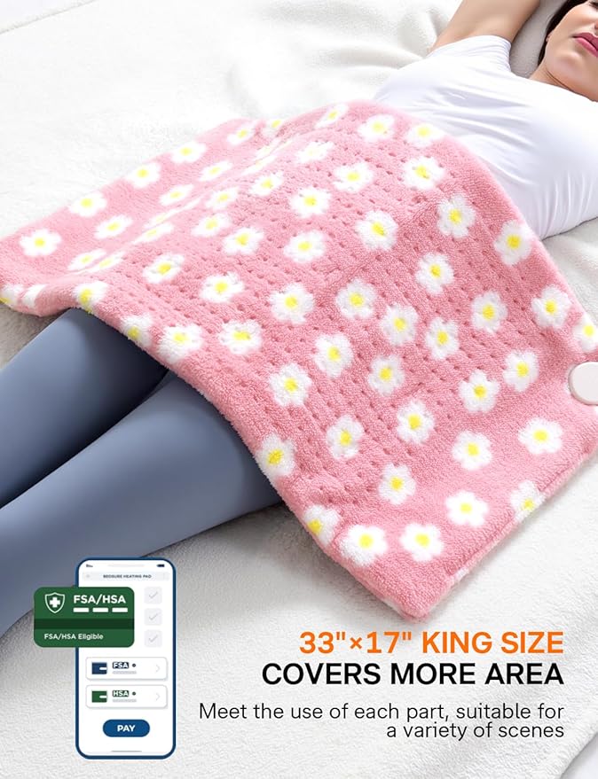 King Size Heating Pad for Back Pain Relief, 33”x 17”