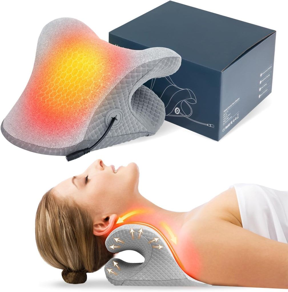 ALLJOY Neck Stretcher with Heat,Gifts for Men Women Mom Dad