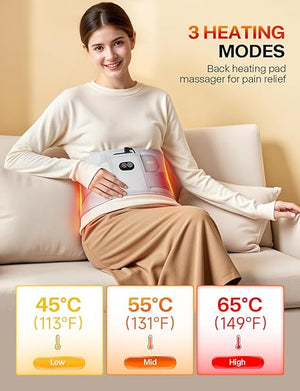 ALLJOY 67" Cordless Heating Pad for Back Pain Relief FSA Eligible, 10000mAh Lower Back Massager with 3 Heat 3 Vibration, Portable Heating Pad for Cramps