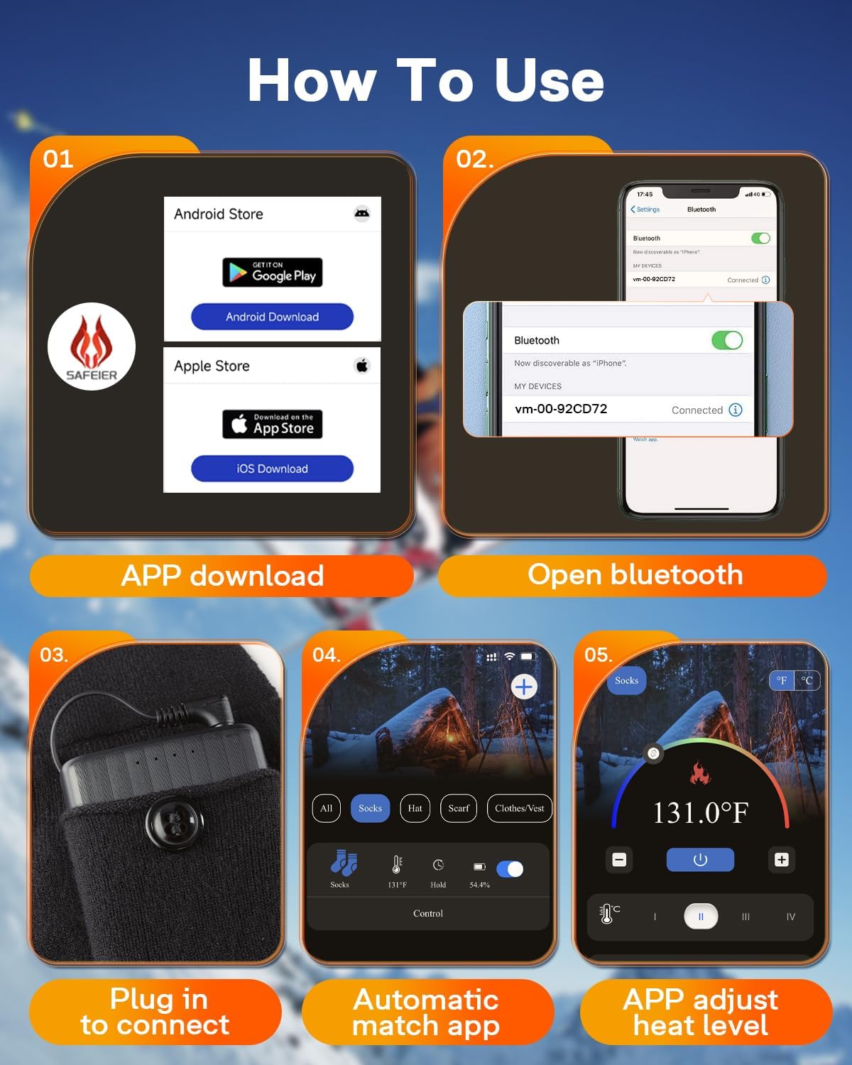 Alljoy Heated Socks for Men Women with APP Control