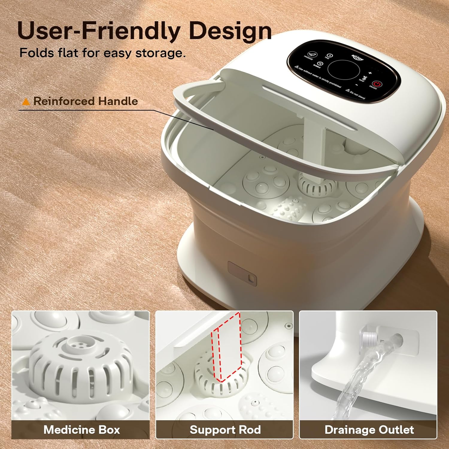 ALLJOY Collapsible Foot Spa Electric Rotary Massage