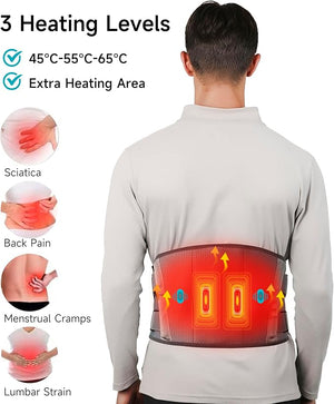 man wearing lumbar heat belt for lower back muscle support