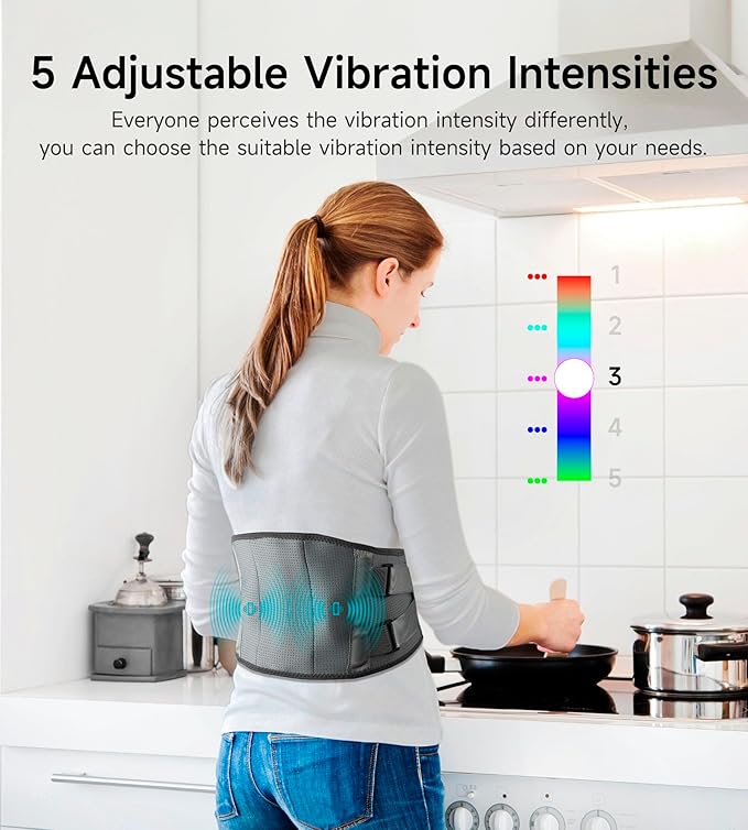 wearing lumbar heat belt for lower back muscle support