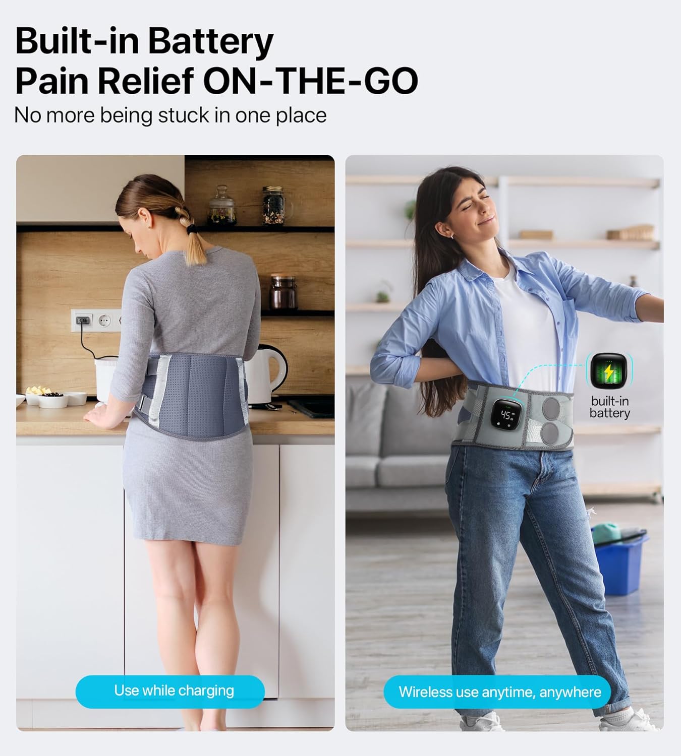 front and back view of adjustable back support belt for waist
