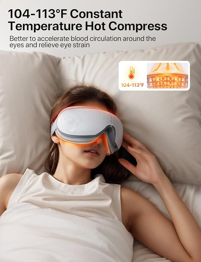 Bluetooth eye massager with heat, vibration, and music therapy