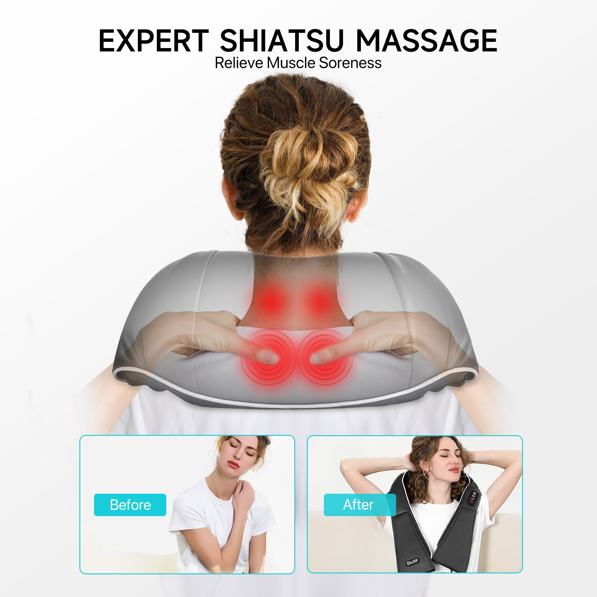 Shiatsu Back Massager with Heat in Stock