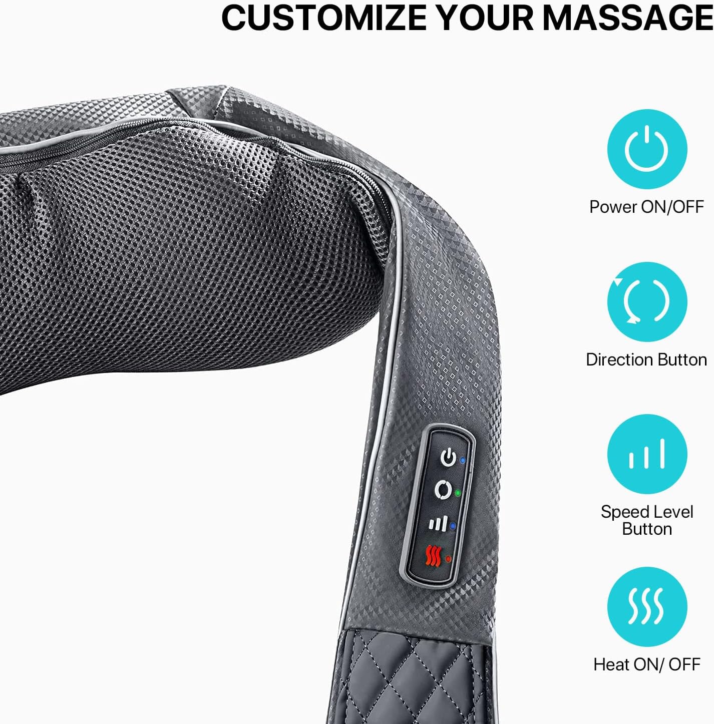 ALLJOY Shiatsu Back and Neck Massager with Heat, Electric Deep